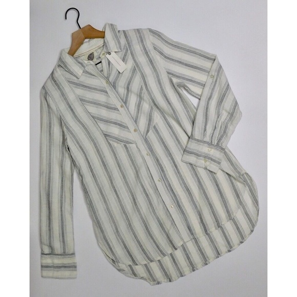 NWT!! Anthropologie LILKA Windrift Stripe Button Down Shirt Top Cotton X-Small - Picture 3 of 13
